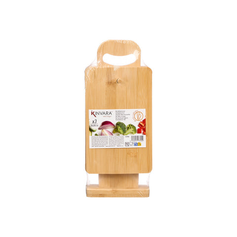 Set 4 Tablas de Cortar Bambú Soporte Asa