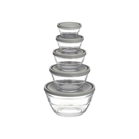 Set 5 Fiambreras Redondas Gris