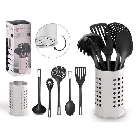 Set 5 Utensilios Soporte Acero