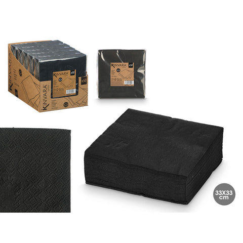 Set 50 Servilletas 33x33cm 17 Gramos Negras