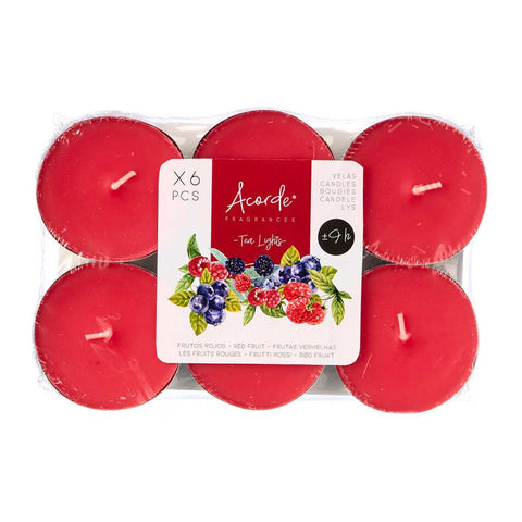 Set 6 Tea Light Maxi 9 Horas Frutos Rojos