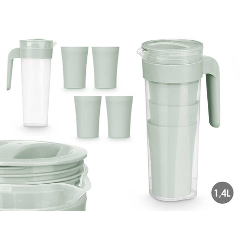 Set Jarra 4 Vasos Verde 1,4l