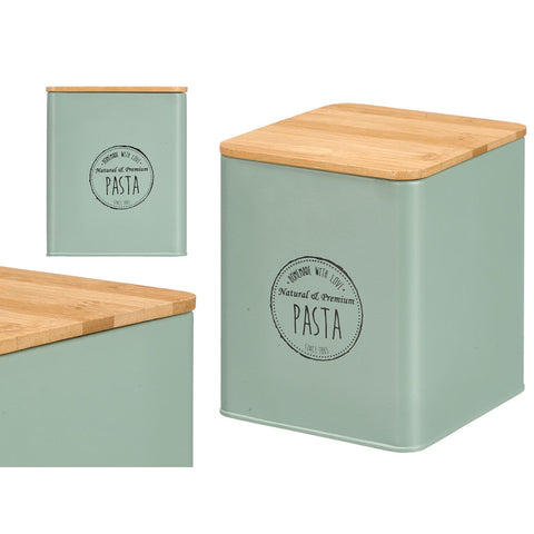 Tarro Cuadrado Pasta Tapa Bambú Colección Verde