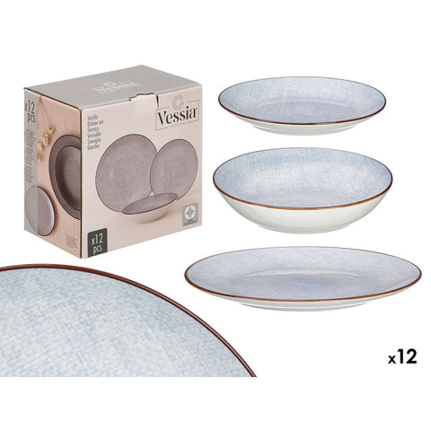 Vajilla 12 Piezas Porcelana Gris