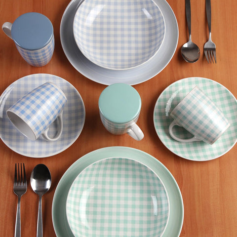 Vajilla Porcelana 18 Piezas Vichy Azul Versa