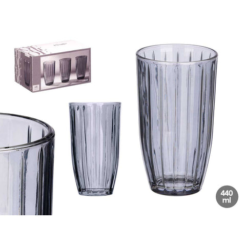 Pack 6 Vasos Altos Rayas 440ml Humo