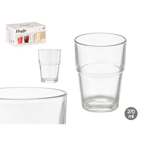 Pack 6 Vasos Cristal Apilables 270ml