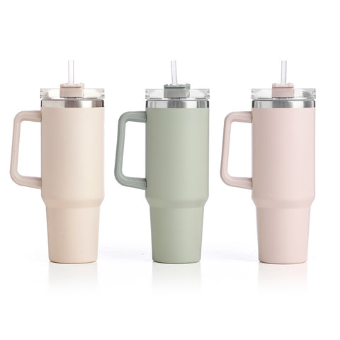 Vaso Térmico 1200ml Asa Pajita surtido 3 colores claros