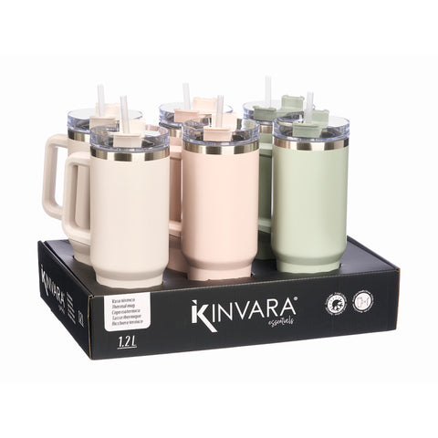 Vaso Térmico 1200ml Asa Pajita surtido 3 colores claros