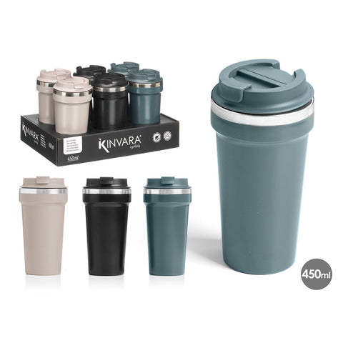 Vaso Térmico Tapa 450ml surtido 3 colores oscuros