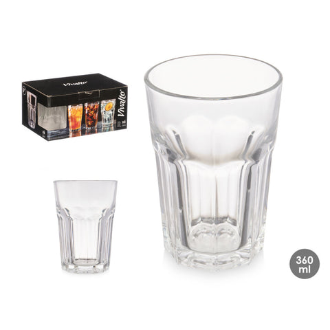 Pack 6 Vasos Vidrio Transparente 360ml