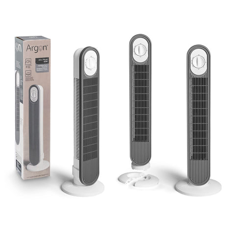 Ventilador de Torre Giratorio Blanco Gris 45W Argón