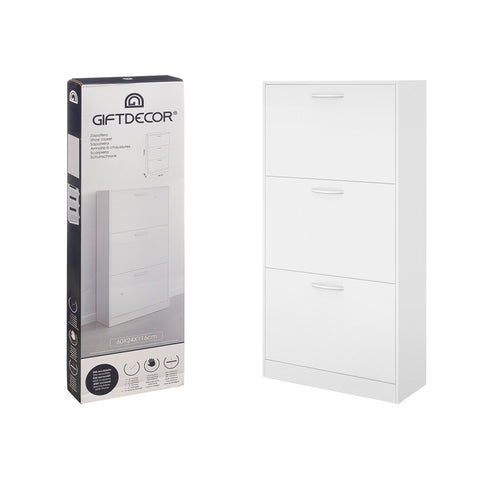 Zapatero de Madera 3 Pisos Blanco 60×24×116cm