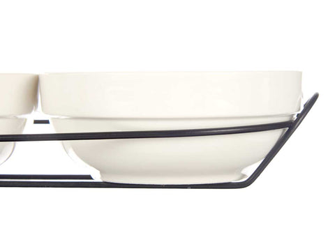 Set 3 Bols de Porcelana Blanca 350ml con soporte